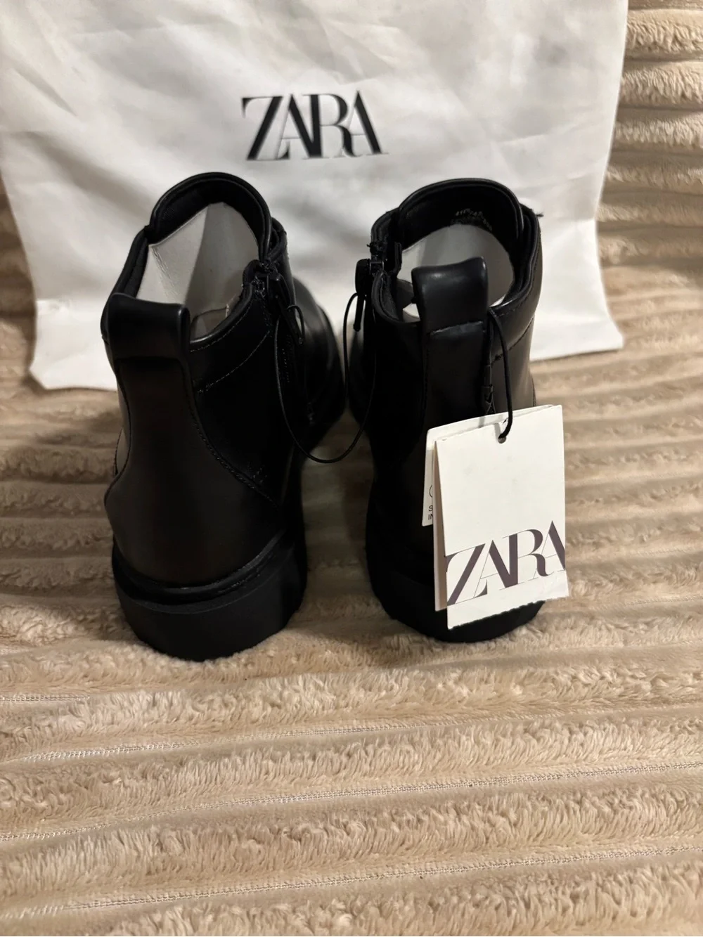 Zara Black Kids Lace-Up Ankle Boots